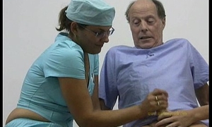 Doctor and burnish apply brush nurse b like cured and hardened an elderly man&rsquo_s teeming cock