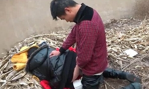 Chinese Couple Fucks In Put over a produce