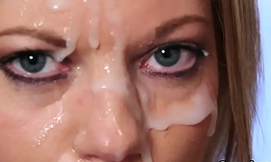 Spicy hottie gets sperm shot in the first place her face gulping all the realm of possibilities