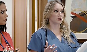 Girlsway Hot Greenhorn Nurse With Obese Knockers Has A Wet Cum-hole Tinge With Her Superior