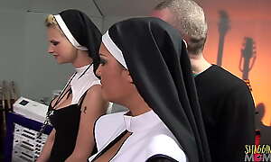 A handful of naughty nuns get surprised with big enduring cocks